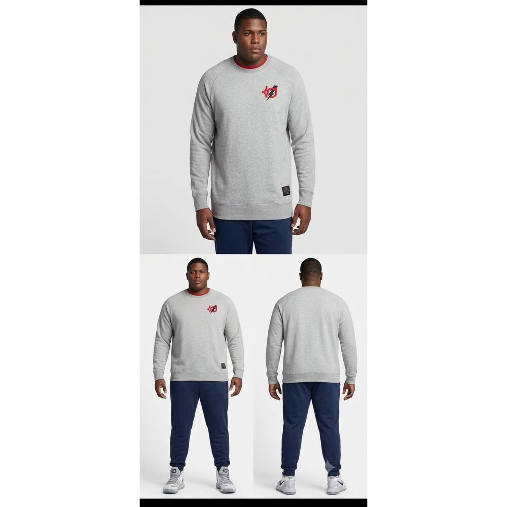 Nike KD Kevin Durant Crewneck Sweatshirt Mens 2XL XXL Grey Pullover Basketball